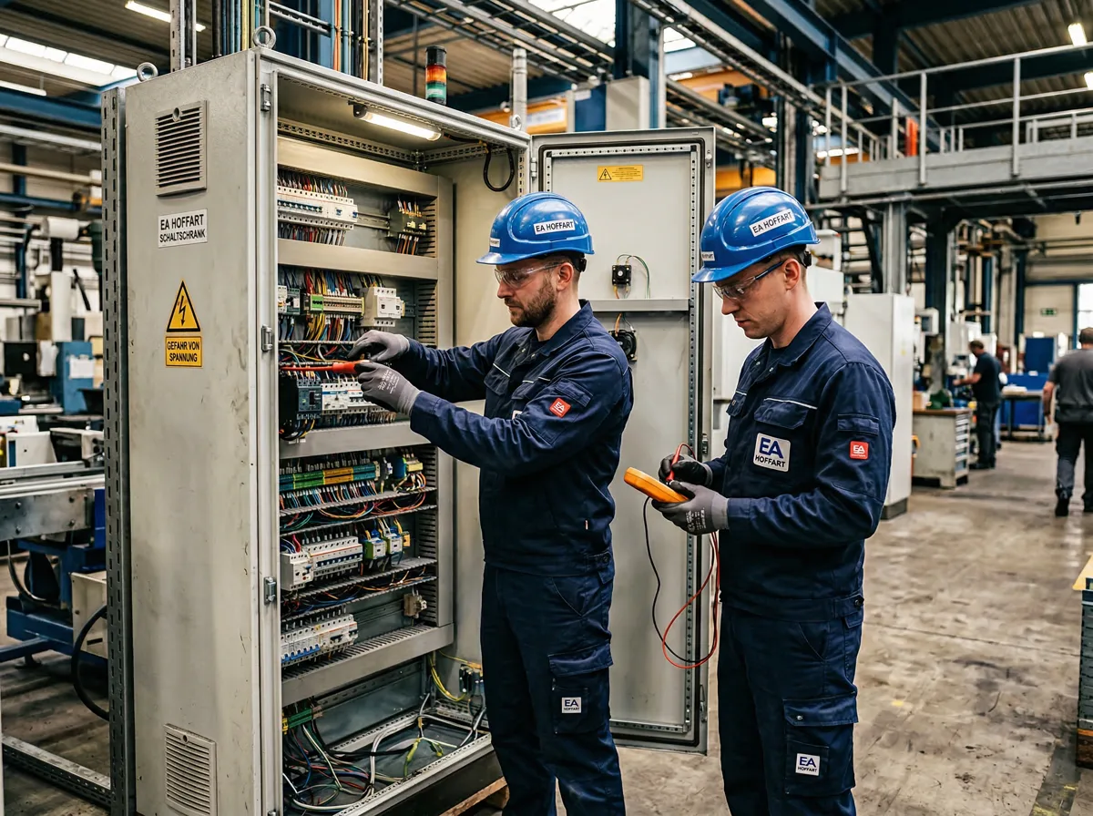 Elektriker-Team bei professioneller Elektroinstallation